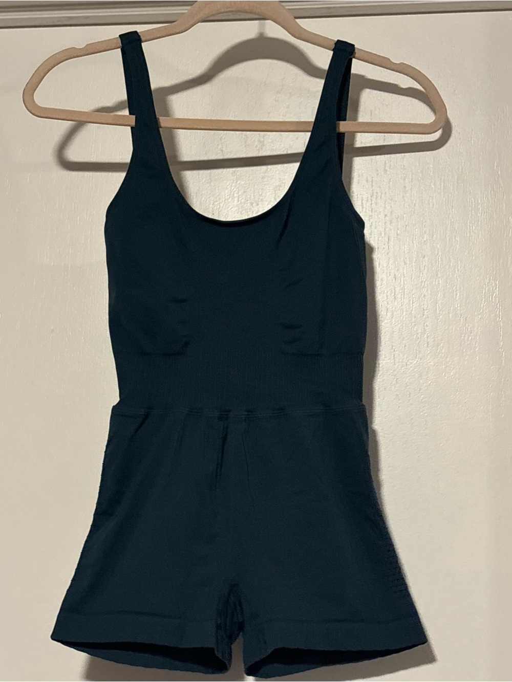 FP Movement by Free People Black Ribbed Tank Romper